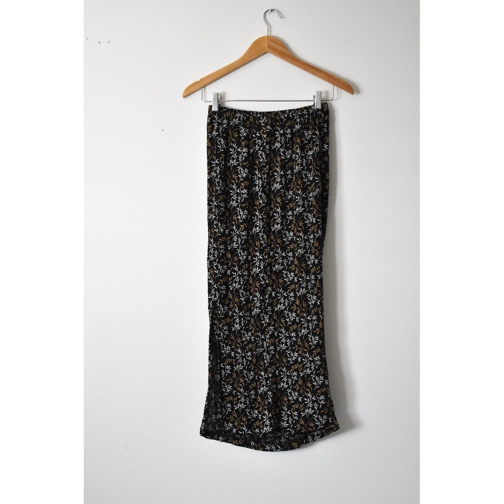 Dan Howard Maternity Maxi Skirt Women Medium Black Floral Excellent Crinkle 90s - Picture 4 of 7